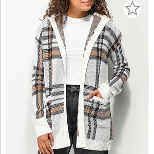 Plaid Hooded Cardigan